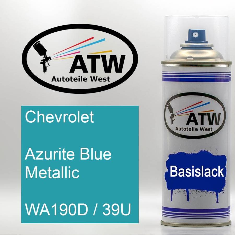 Chevrolet, Azurite Blue Metallic, WA190D / 39U: 400ml Sprühdose, von ATW Autoteile West.